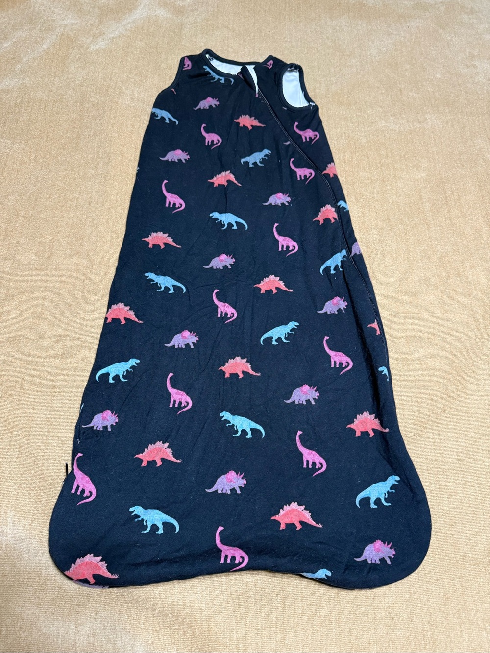 Kyte BABY Black Dino Print Sleeveless Sleep Sack - Pink Blue Purple Dinosaurs